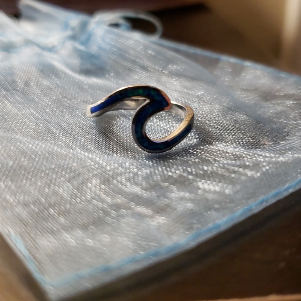 Blue Opal Wave Ring - image 4